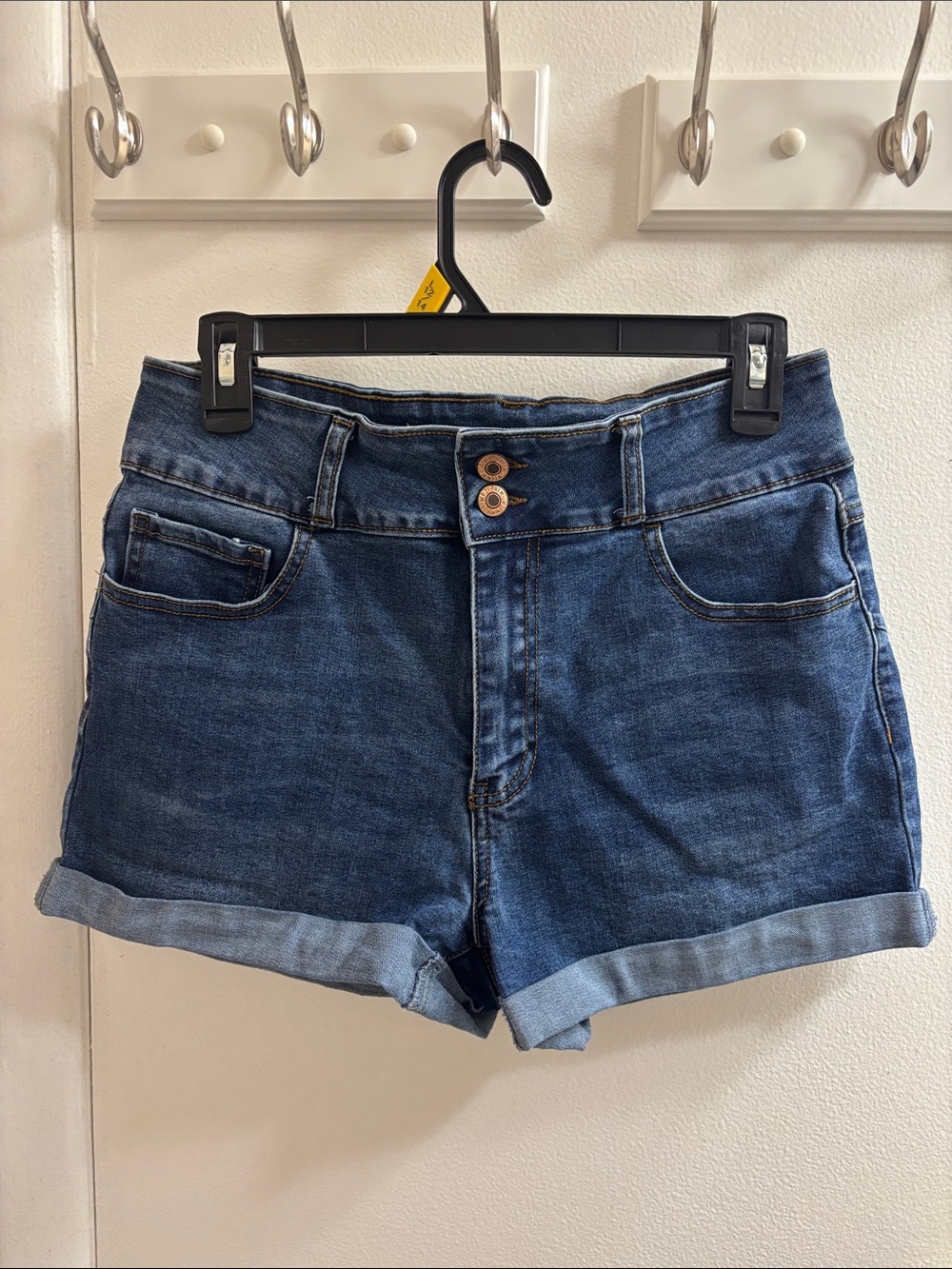 Forever 21 Mid-Dark Blue Rolled Cuff Denim Shorts